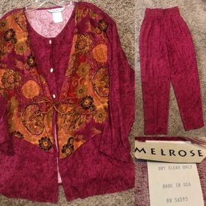 Vintage Melrose 2 piece plus size pants and blouse